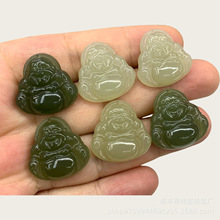 和田玉青海料佛公笑佛吊坠镶嵌手工DIY配件男女款饰品玉石批发