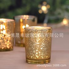 现货供应跨境电商热销亚马逊圣诞电镀碎银星空烛台蜡烛杯