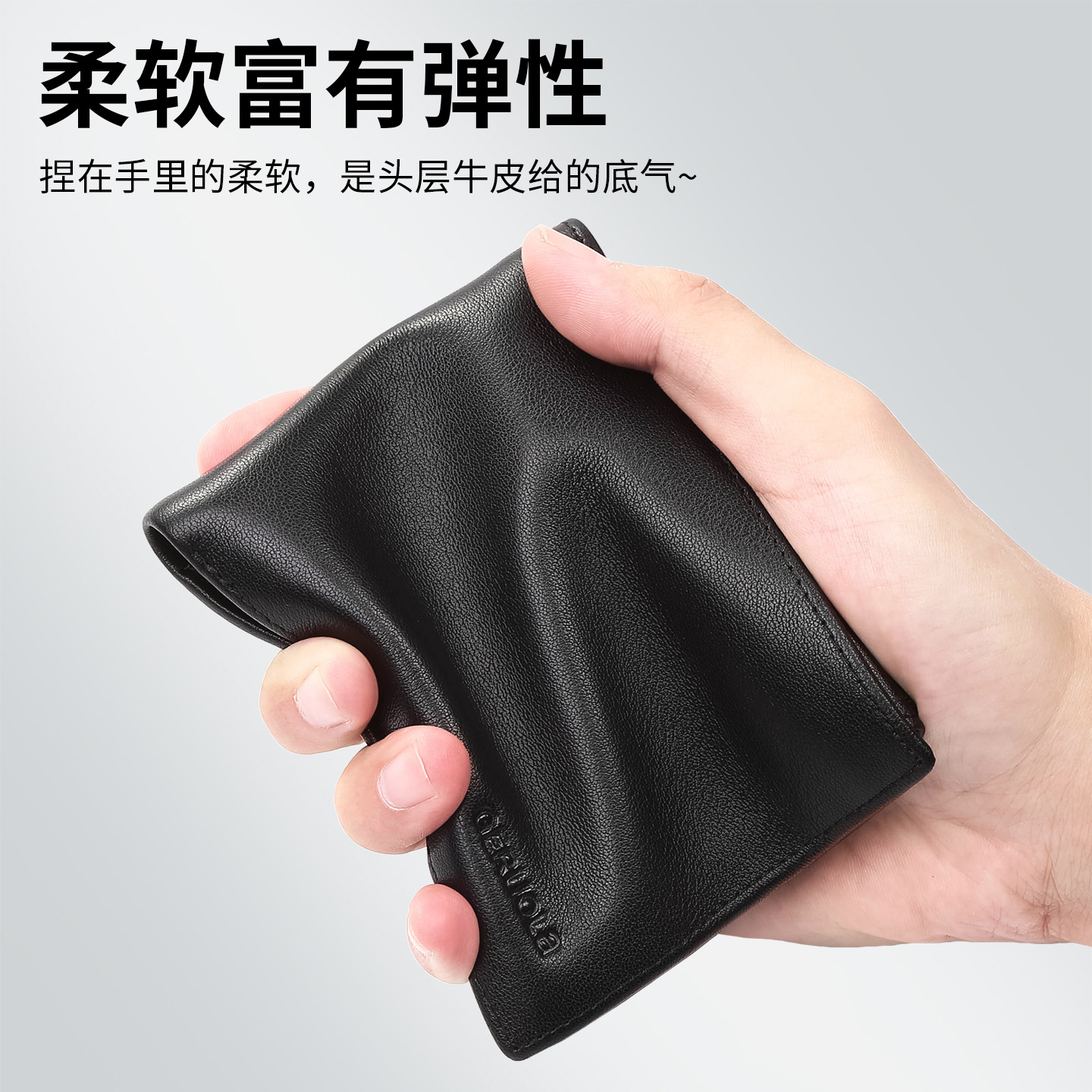 Transfronterizos amazon cartera de cuero para hombres de alto nivel RFID cepillo anti-robo anti-magnético cartera de cuero de vaca para hombres stock