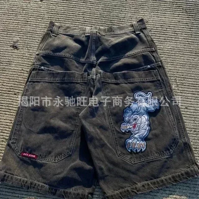 Европейский и американский трендовый бренд JNCO lucky 7-суб-графический принтованные джинсовые шорты Y2K штаны мужские 2024 летний новый стиль