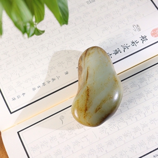 Puyu Collection Grade Xinjiang Hotan Seed Material Original Stone Handle Size 92.5-52-32.5mm Weight 260g
