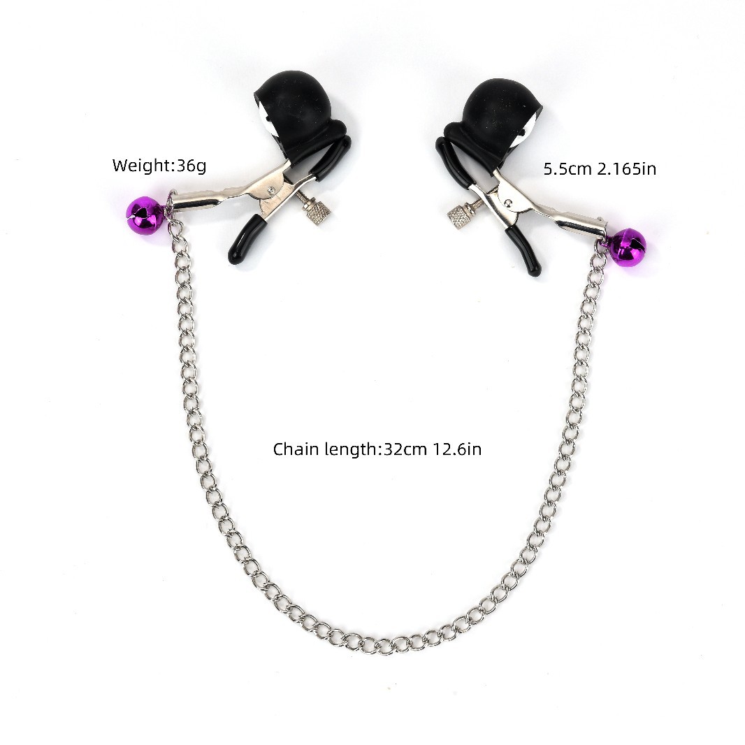 Vibrating Metal Breast Clamp with Teasing Bells for Adult Sensory Play — detail image 3