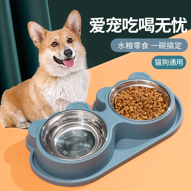 Миска для домашних животных из нержавеющей стали оптом собака Питьевая Двойная чаша Фидер таз для собак Складная миска для домашних животных кошка питьевой фонтан