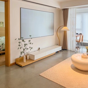 Customized Light Luxury Retractable Tv Cabinet and Coffee Table Set for Modern Small Apartment Living Room, Fully Minimalist Cross-Border