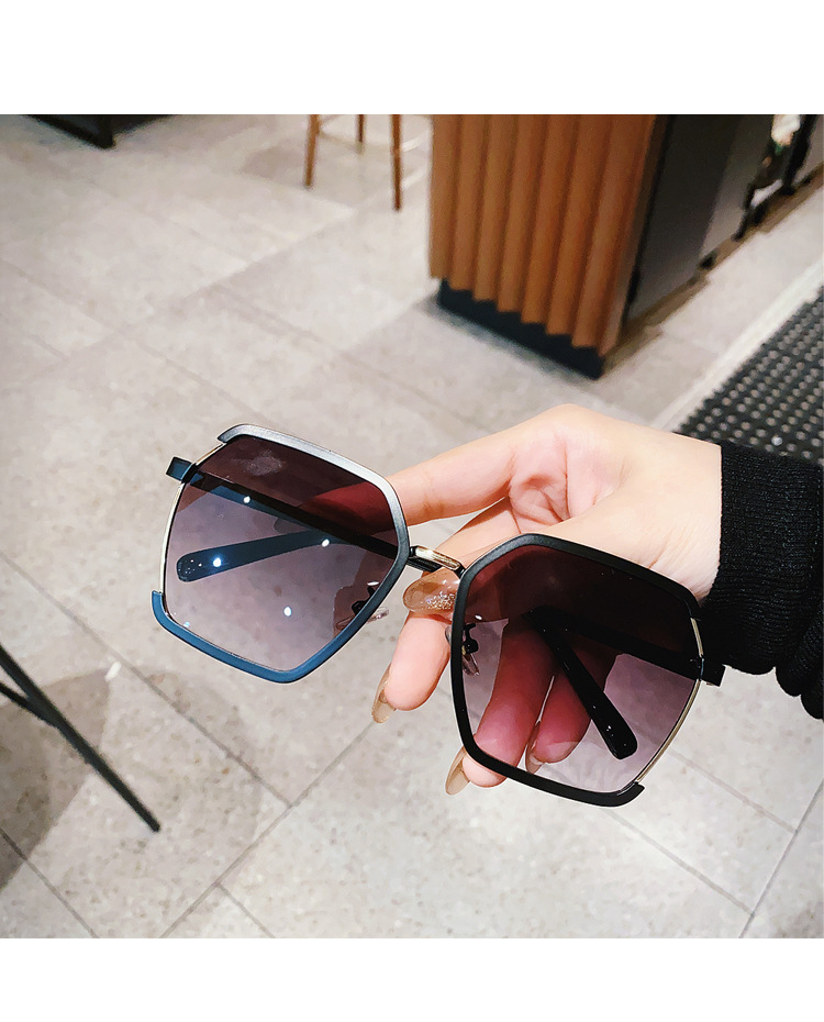Simple Style Gradient Color Resin Polygon Half Frame Women's Sunglasses display picture 4