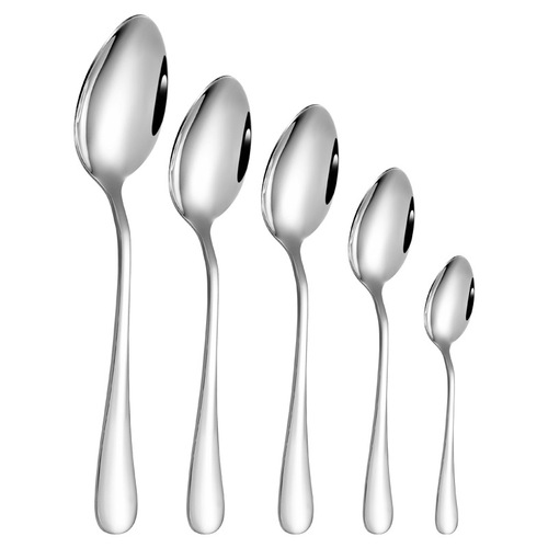 1010 stainless steel spoon household thickened eating round spoon dessert spoon mirror bright western tableware pointed spoon wholesale