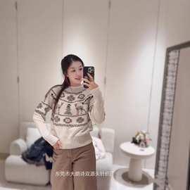 深圳南油货~小香25冬季新品滑雪系列小鹿绣花针织衫毛衣女