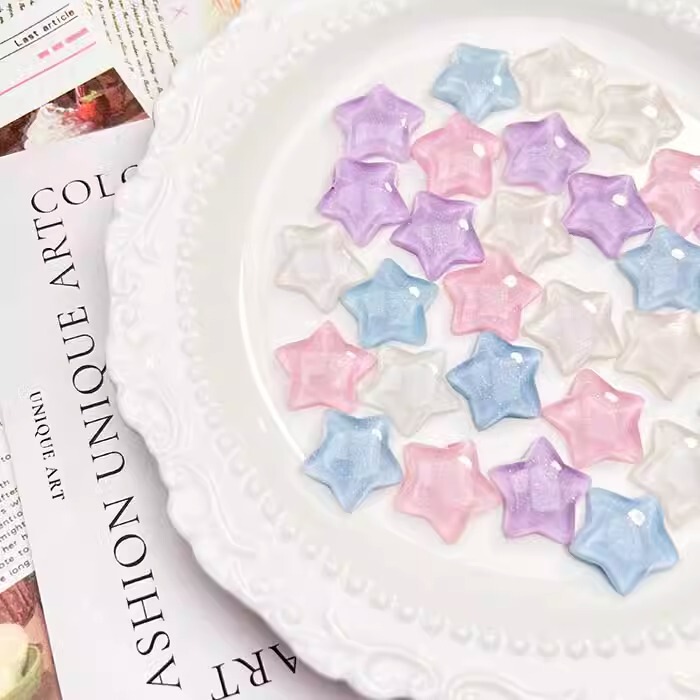 Ice through fine sparkling stars five-pointed stars cute all-match diy cream gel hairpin hairpin pinch decoration material accessories