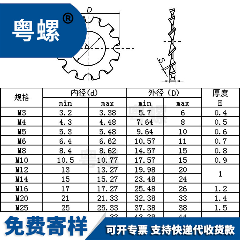 304不锈钢外齿锁紧平垫圈锁紧止动平垫片/DIN6797A齿形平垫