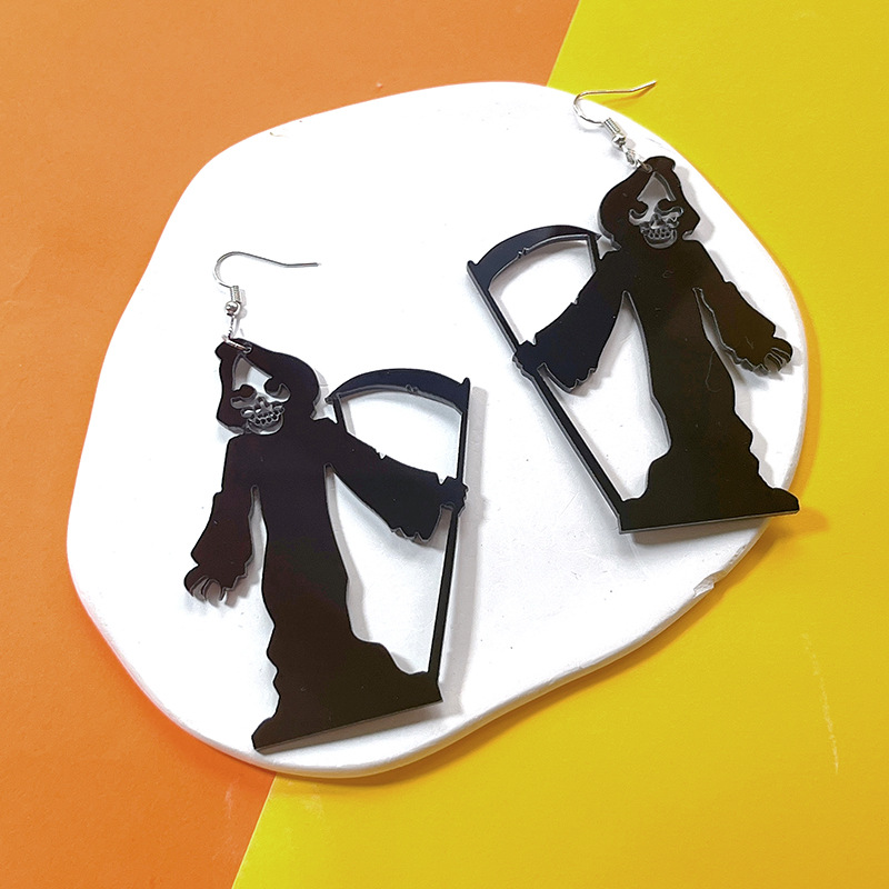 Halloween Pattern, Geometric Pattern 1 Pair Streetwear Halloween Pattern Geometric Arylic Drop Earrings