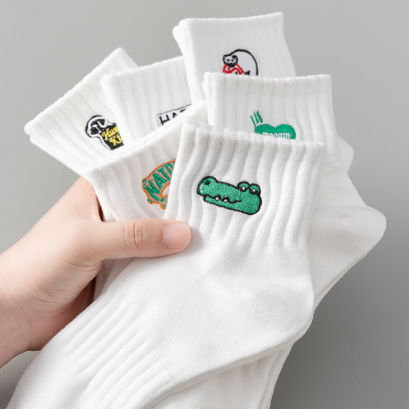 7A Antibacterial and Deodorant Socks for Teenagers, Pure Cotton Men's Socks, Sweat-Absorbent and Breathable Cotton Spring and Autum Socks