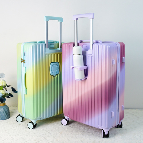 2024 trendy gradient women's high-end 24-inch travel suitcase 20-inch boarding lockable trunk
