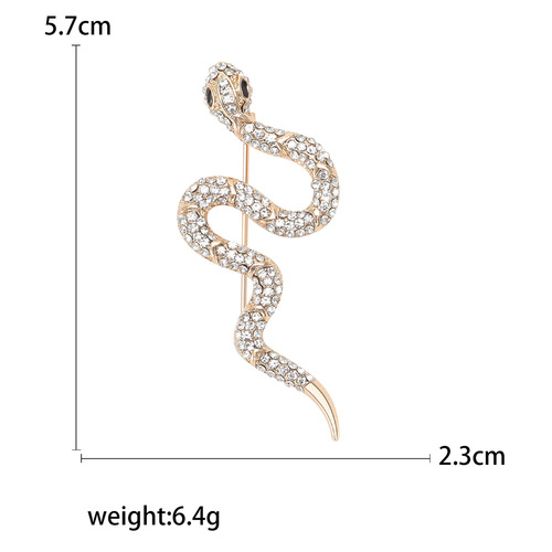 Korean version creative rhinestone snake brooch ins trendy fashion simple clothing accessories personalized alloy animal pin wholesale