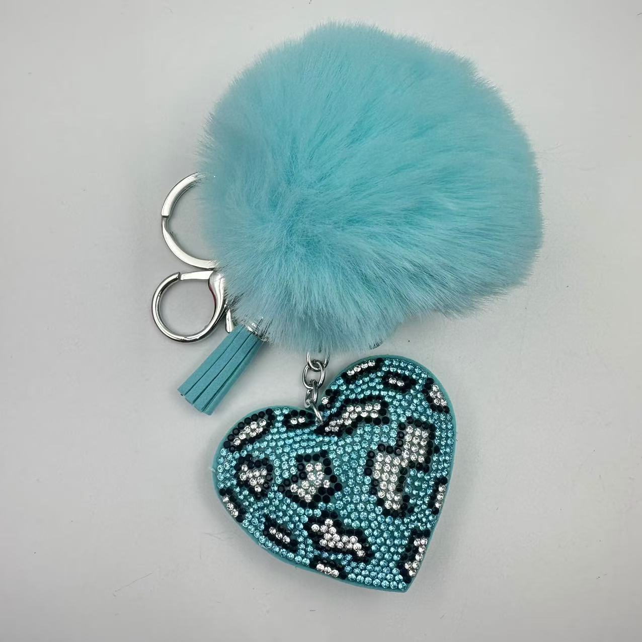 55g Weight Rhinestones Inlay Material Keychain Classification 1 Piece Quantity Daily Occasion Plush Material Heart Shape Pattern Unisex Gender Sweet, Korean Style Style Sweet Korean Style Heart Shape Plush Rhinestones Unisex Keychain 5