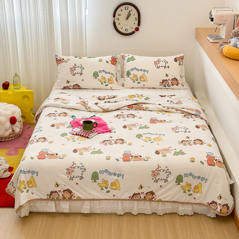Colcha fresca de verano para niños de clase A, dormitorio de estudiantes, lavadora de aire acondicionado, colcha delgada de verano, núcleo cuatro