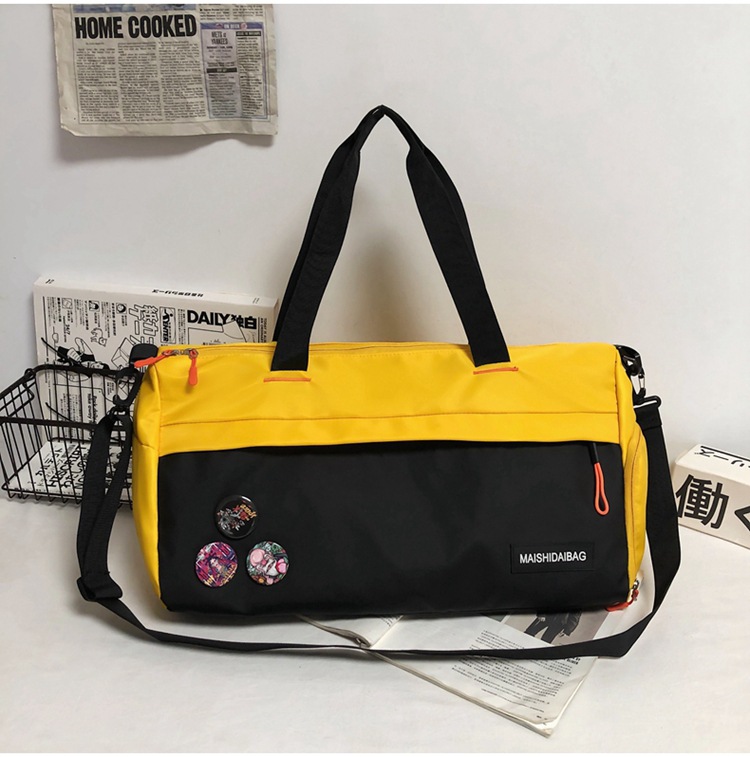 New nylon fabric gym bag travel sports cylinder handbag luggage bag dry and wet separation handbagpicture15