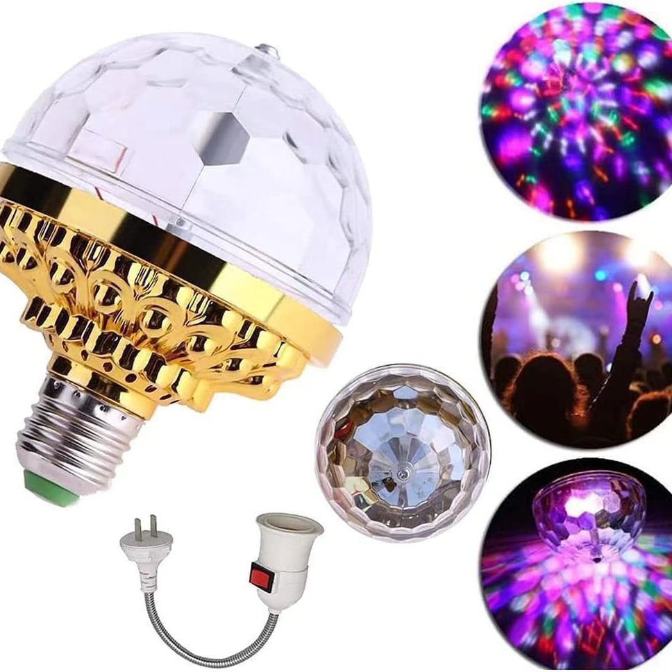 Bombilla LED bola mágica dorada RGB, luz ambiental para KTV y escenarios, efecto cristal E27