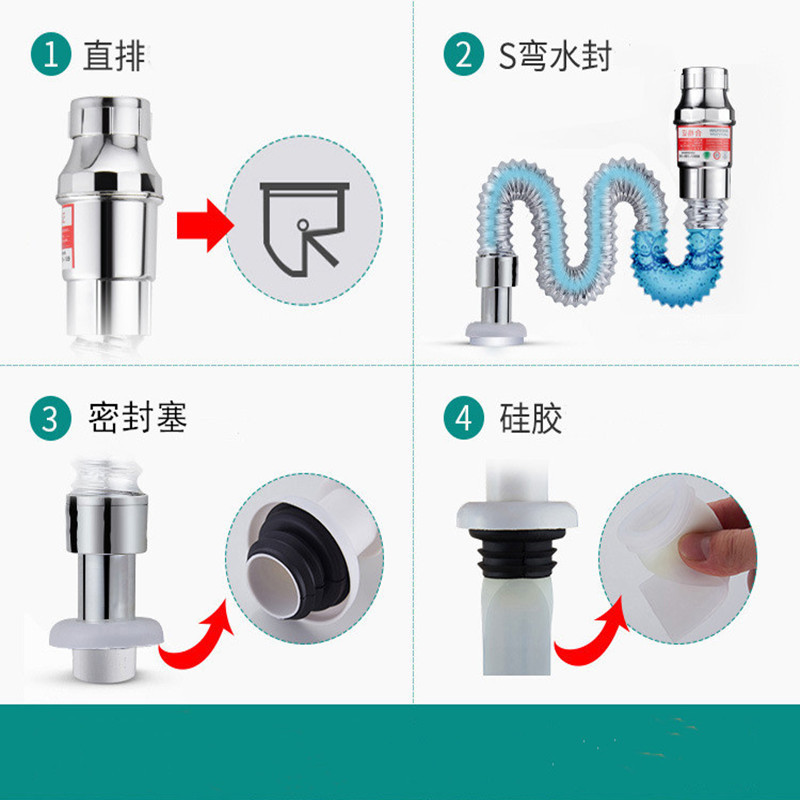 Sink drain pipe drainage pipe set sink washbasin face basin washbasin flip cover hole drain accessory spring 