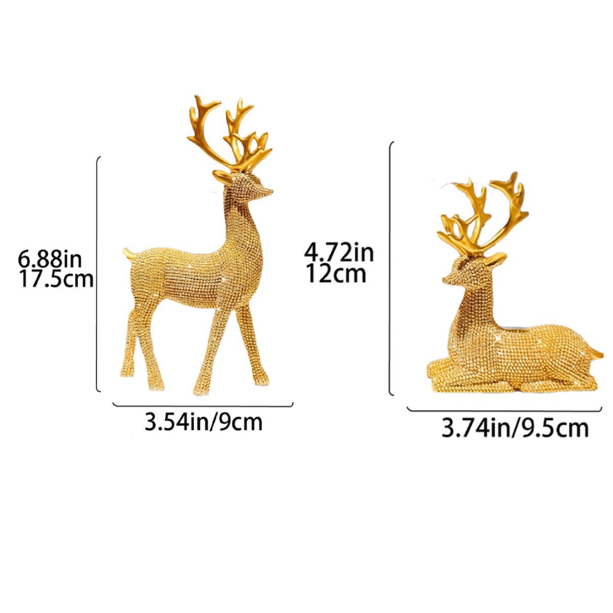 El estilo europeo de ciervo conjunto de resina artesanía animal ciervo adornos armario de sala de estar para el ciervo bambú trenzado adornos regalos