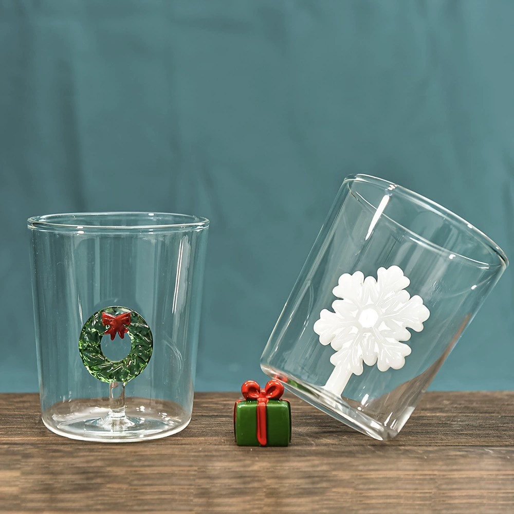 Креативная рождественская стеклянная чашка для воды трехмерная рождественская снежинка в форме домашнего молока фруктовый сок чашка фабрики оптом