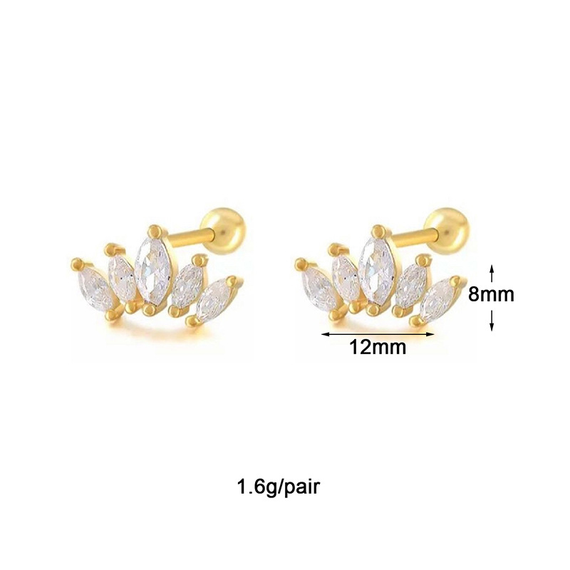Flower Pattern 1 Pair Elegant Lady Simple Style Flower Inlay Copper Zircon Earrings