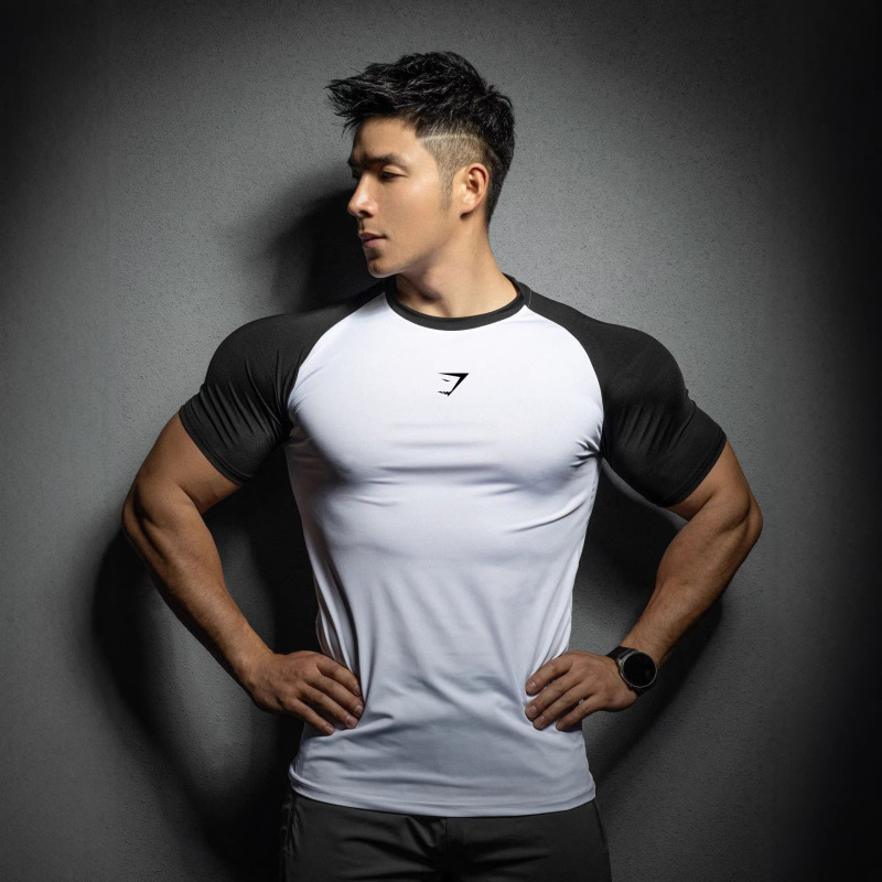 Gymshark Summer Men's Sports Casual Running Gym Training Elastic Quick-Drying Short-Sleeved T-Shirt Gymshark Summer Men's Sports Casual Running Gym Training Elastic Quick-Drying Short-Sleeved T-Shirt