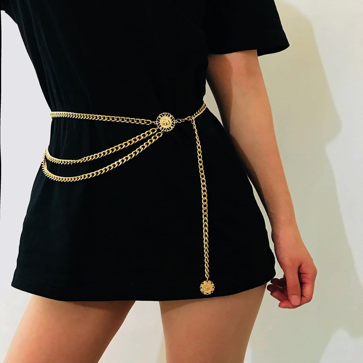 Estilo europeo y americano transfronterizo moda multi-capa de aleación cuerpo cadena joyería Reina cabeza retro calle tiro adelgazamiento cintura cadena moda