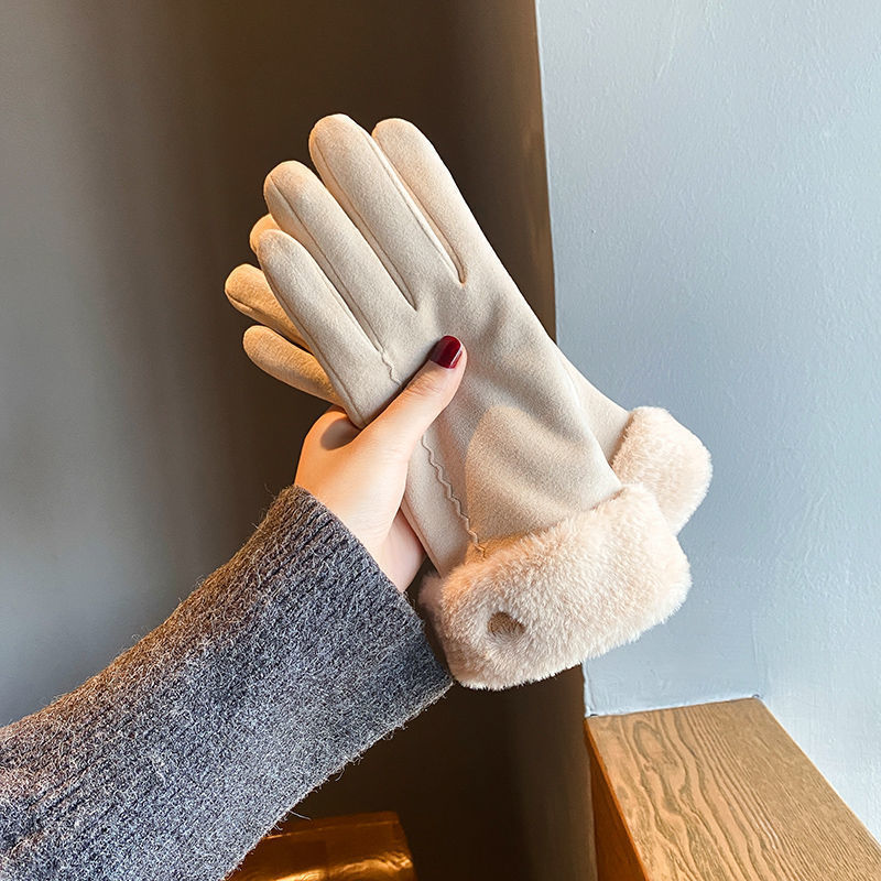 手套女保暖手套批发女生秋冬季手套批发德绒加绒加厚骑行触屏手套