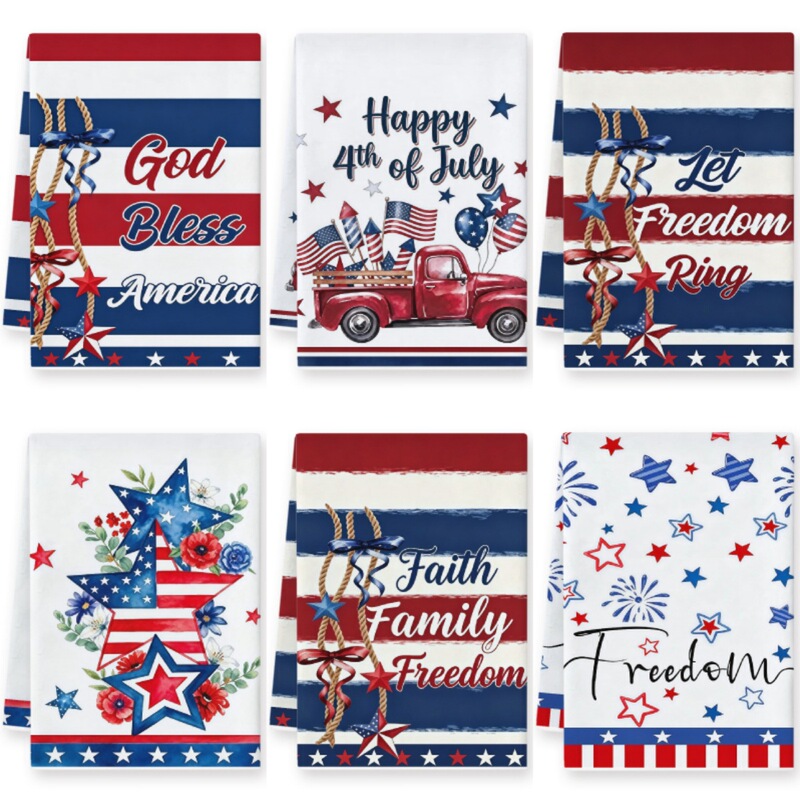 American-Style Printed Towels, Independence Day Themed Home Decoration Tea Towels, Kitchen Cleaning Absorbent Towel Set Wholesale
