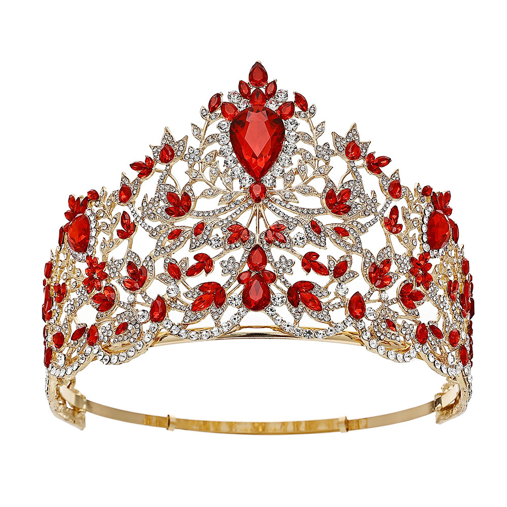 Corona de novia europea y americana ajustable gran cristal coronas redondas Miss Mundo coronas barrocas para el cabello