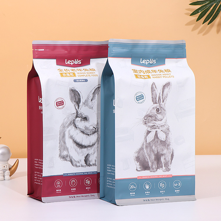 兔粮塑料包装袋批发 彩印覆膜亮光哑光磨砂狗粮包装袋 猫砂袋制定