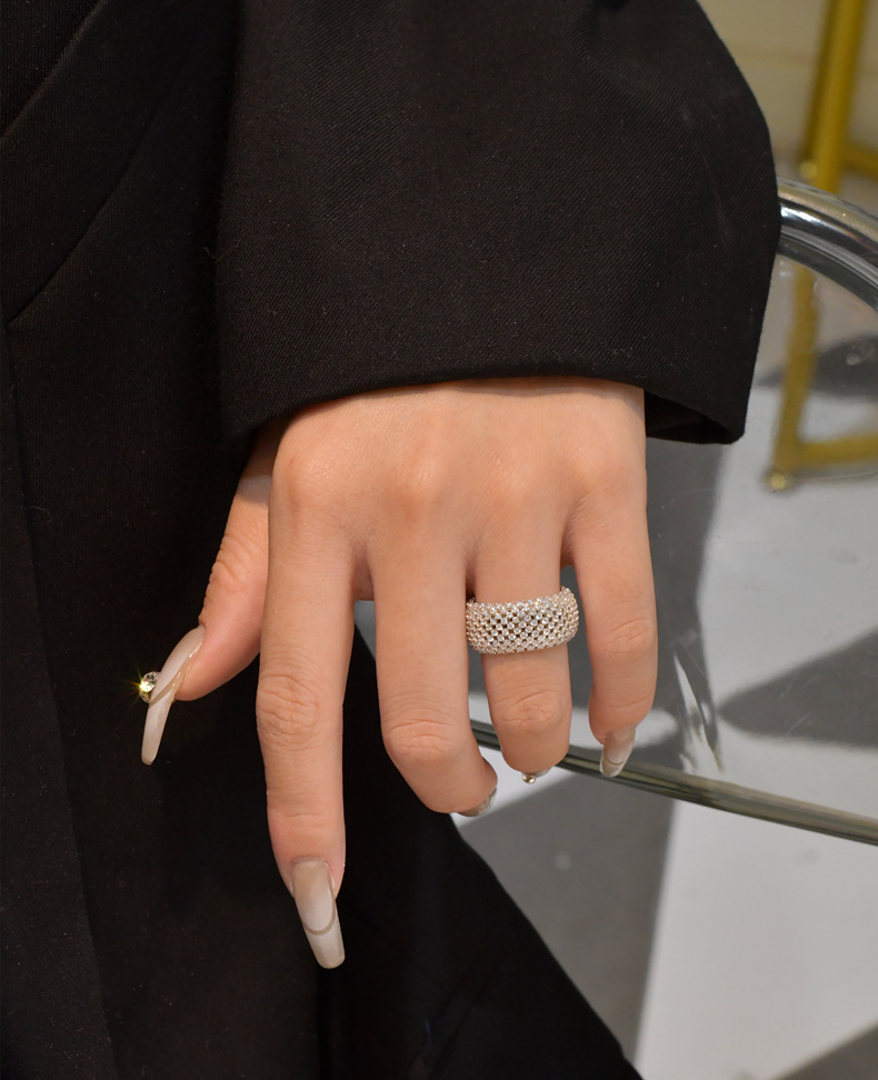 Fashion Geometric Sterling Silver Inlay Zircon Rings