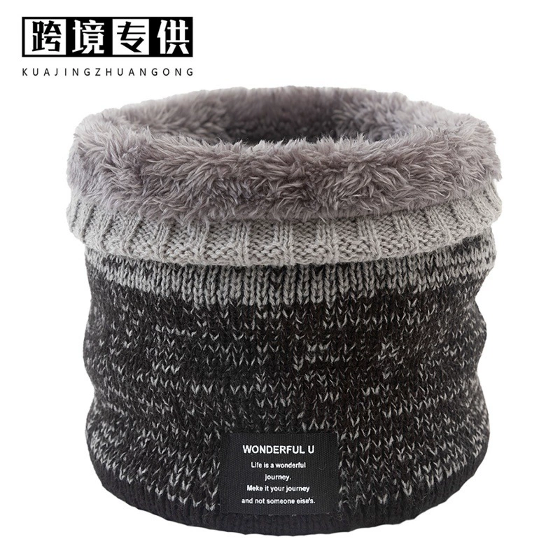 Keep warm universal fleece woolen knitted scarf, gradient, increased thickness