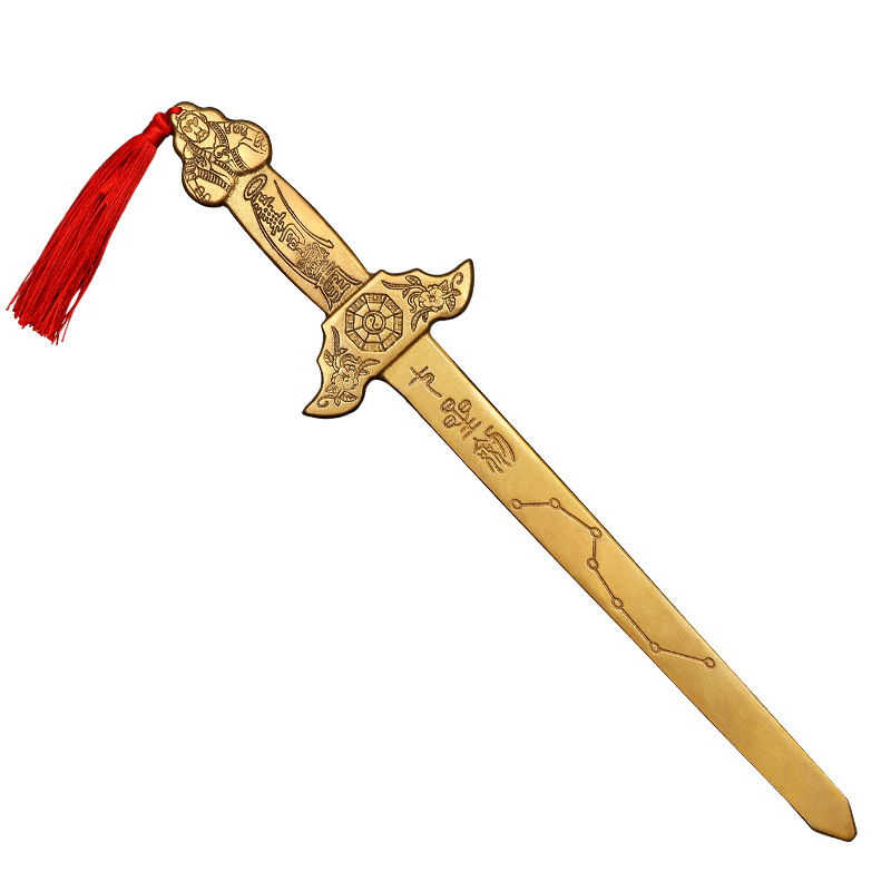 순수 황동 칠성검, 오제금검, 창의적인 손으로 잡은 길조 장신구, 쌍룡칼 구리제품 가정장식