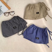 格子女屁帘新款百搭裙帘韩系复古百搭半身裙系带屁帘叠穿加工定制