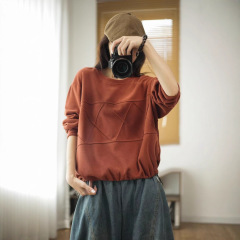 2025 秋新款圆领文艺套头加厚针织衫 休闲百搭韩版卫衣长袖女
