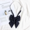 D4502 Navy Gray Strip Bow Tie