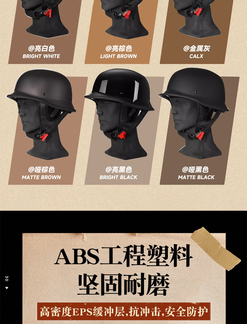 3C Certified German Soldier Helmet Motorcycle Electric Scooter Helmet Summer Biker Helmet Motorcycle Half Helmet Breathable for Men and Women