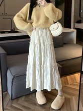 韩系慵懒风蕾丝A字半身裙女装2024年新款春季高腰显瘦中长裙裙子