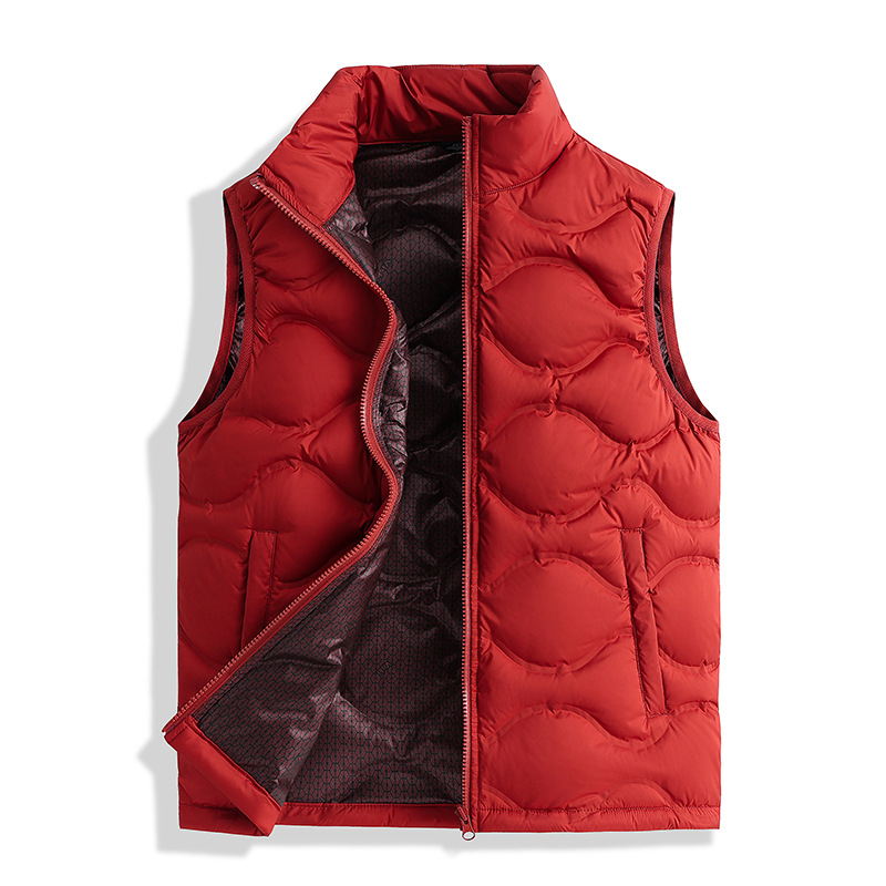 Chaleco de Plumas Ligero con Cuello Stand para Hombre de Poliéster Térmico para Uso Diario