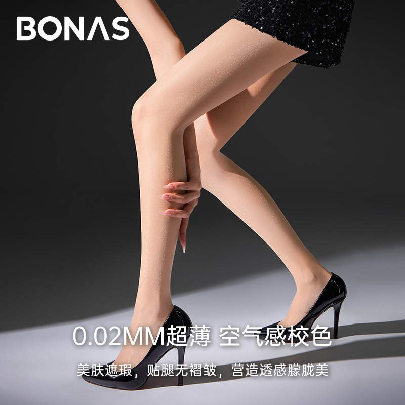 BONAS 별빛 펄 여성 스타킹 0D 초박형 올풀림 방지 T팬티형 무봉제 팬티스타킹