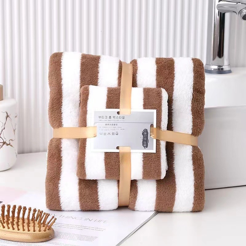 Toallas de baño toallas de dos piezas conjuntos de toallas de coral de color amplio paquete de toallas de absorción de agua caja de regalo para engrosar