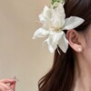 10# french creamy white lily artificial flower cluster fabric side hair clip