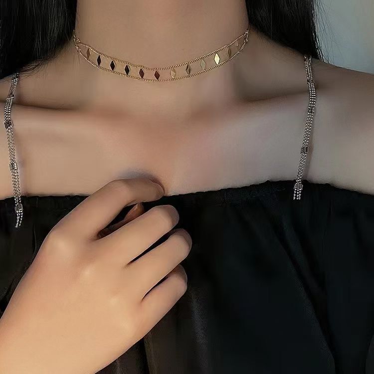 Titanium Steel Material Casual Simple Style Rhombus Titanium Steel Choker