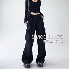 爆款降落伞工装裤女2025夏季新款口袋装饰潮流时尚宽松阔腿休闲裤
