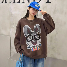 时尚欧货大版酷酷风格女装2025新款重工卡通卫衣宽松设计感上衣