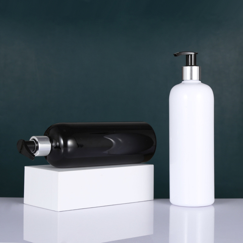 500ml圆肩电化铝乳液瓶鸭嘴洗发水沐浴液瓶金色银色泵头可丝印