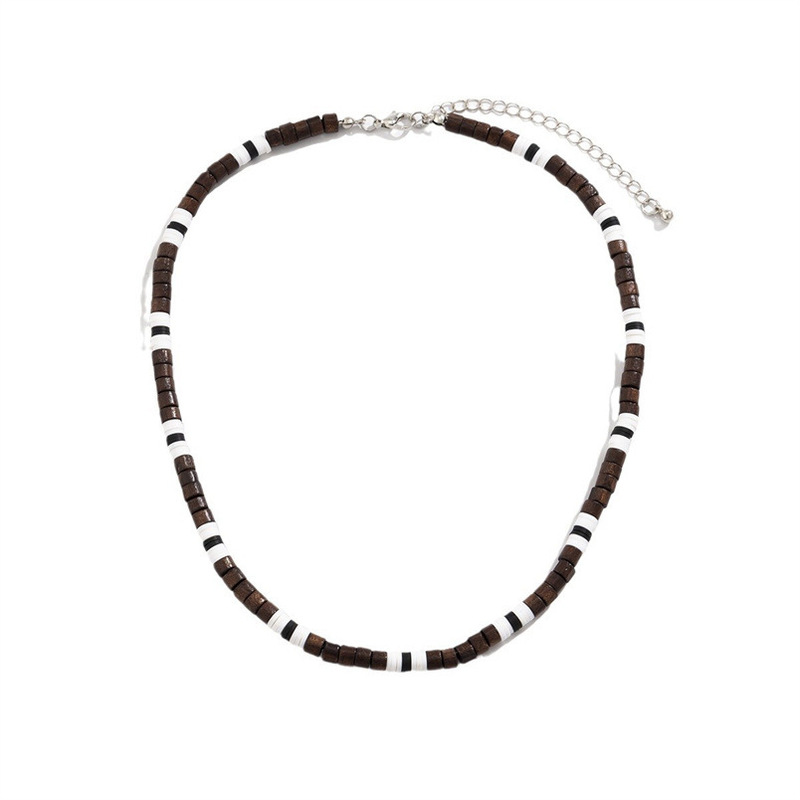 Bohemian ethnic soft pottery stitching wooden beads men's and women's necklaces literary vintage jewelry supply wholesale