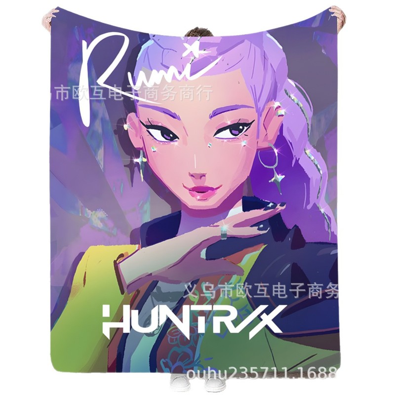 外国爆款K-POP猎魔女团（HUNTR/X）图案法兰绒毛毯 Demon Hunters|undefined