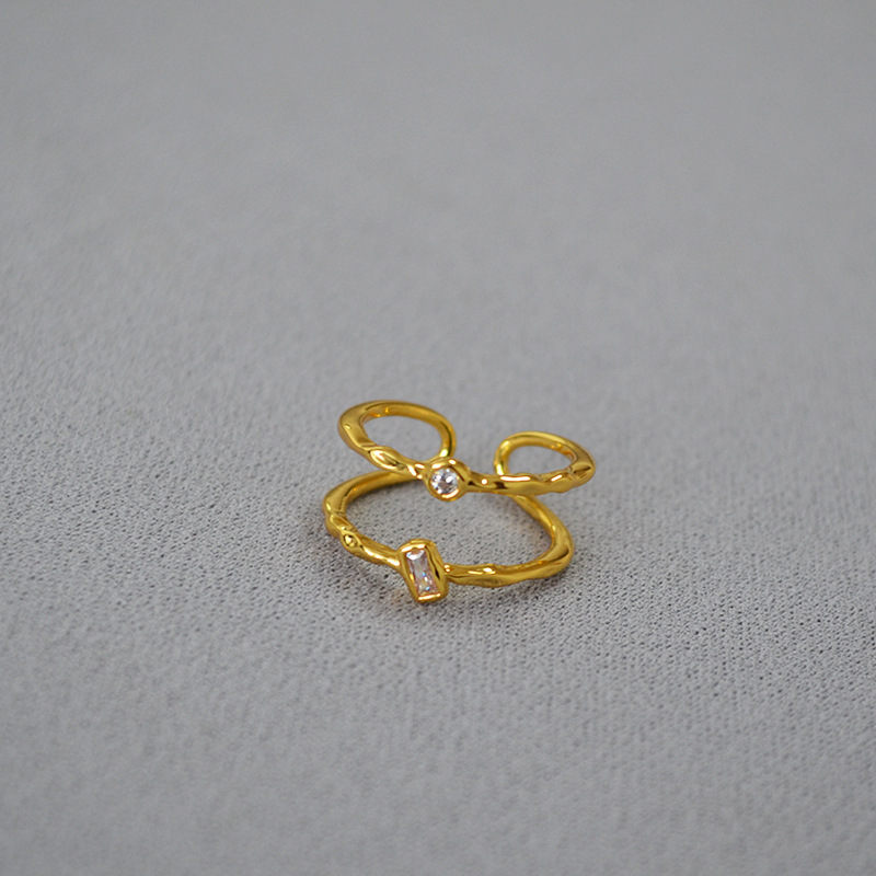 Solid Color Pattern Brass Inlay Solid Color Zircon Rings